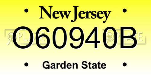 O60940B New Jersey License Plate