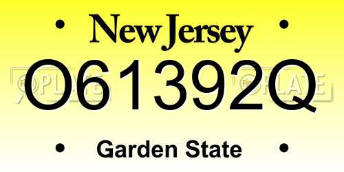 O61392Q New Jersey License Plate