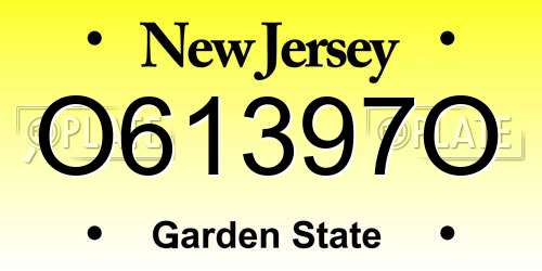 O61397O New Jersey License Plate