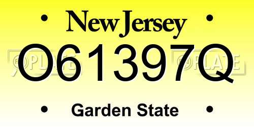 O61397Q New Jersey License Plate