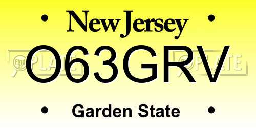 O63GRV New Jersey License Plate