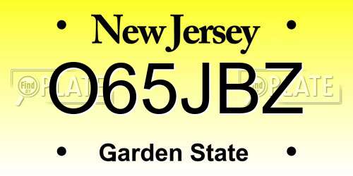 O65JBZ New Jersey License Plate