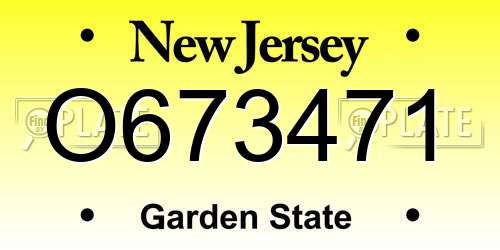 O673471 New Jersey License Plate
