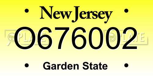 O676002 New Jersey License Plate