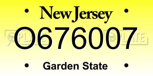 O676007 New Jersey License Plate