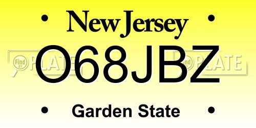O68JBZ New Jersey License Plate