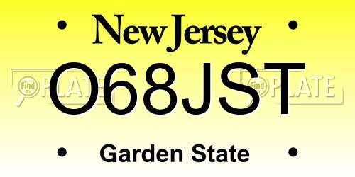 O68JST New Jersey License Plate