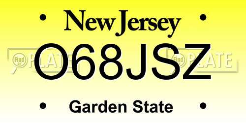 O68JSZ New Jersey License Plate