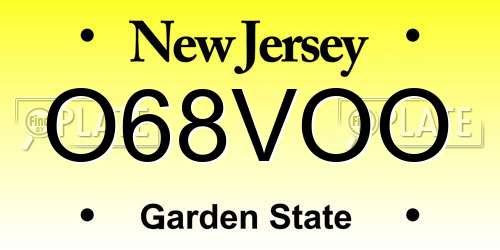 O68VOO New Jersey License Plate