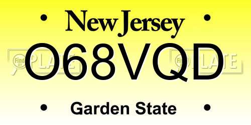 O68VQD New Jersey License Plate