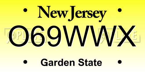 O69WWX New Jersey License Plate