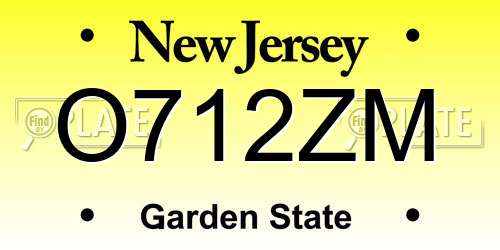 O712ZM New Jersey License Plate