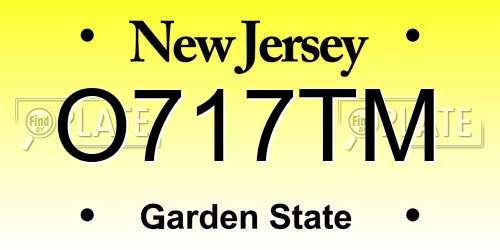 O717TM New Jersey License Plate