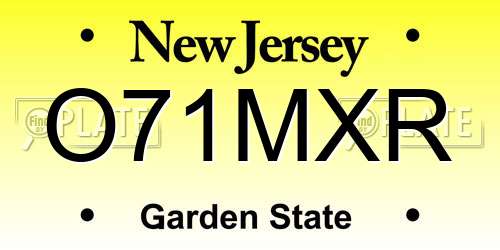 O71MXR New Jersey License Plate