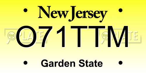 O71TTM New Jersey License Plate