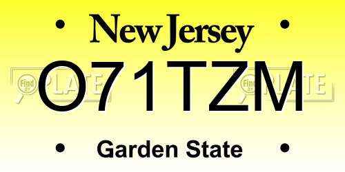 O71TZM New Jersey License Plate