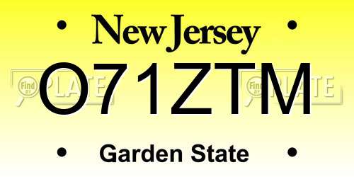 O71ZTM New Jersey License Plate