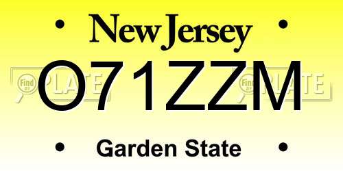O71ZZM New Jersey License Plate