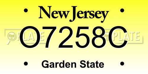 O7258C New Jersey License Plate