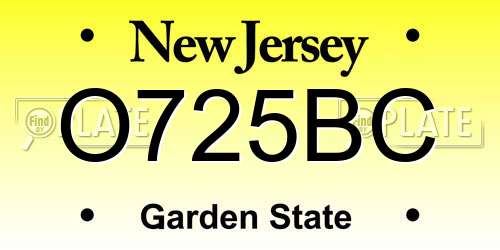 O725BC New Jersey License Plate