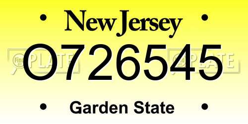 O726545 New Jersey License Plate