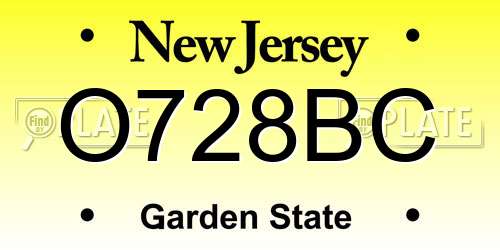 O728BC New Jersey License Plate
