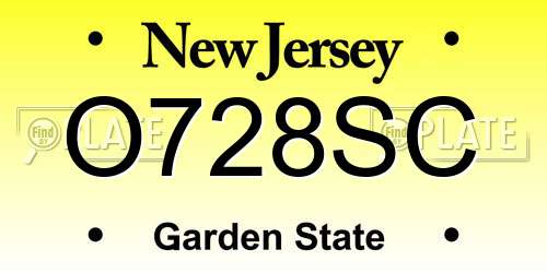 O728SC New Jersey License Plate