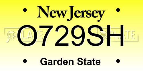 O729SH New Jersey License Plate