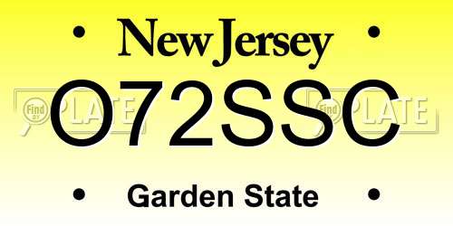O72SSC New Jersey License Plate