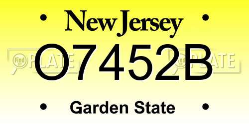 O7452B New Jersey License Plate