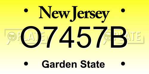 O7457B New Jersey License Plate