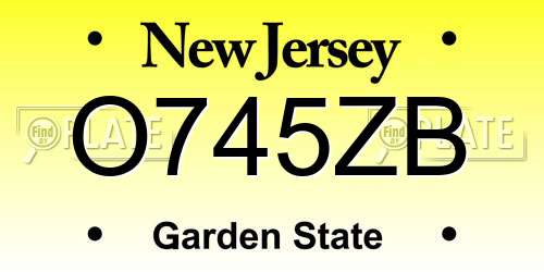 O745ZB New Jersey License Plate