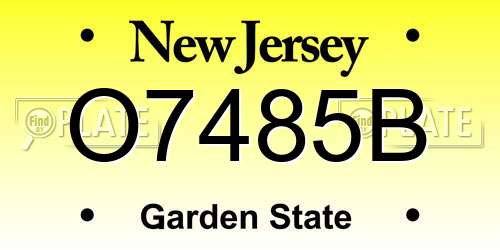 O7485B New Jersey License Plate