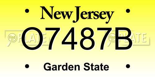 O7487B New Jersey License Plate