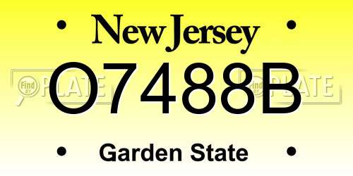 O7488B New Jersey License Plate