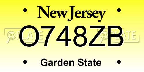 O748ZB New Jersey License Plate