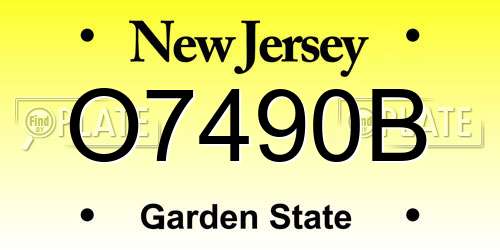 O7490B New Jersey License Plate