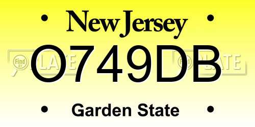 O749DB New Jersey License Plate