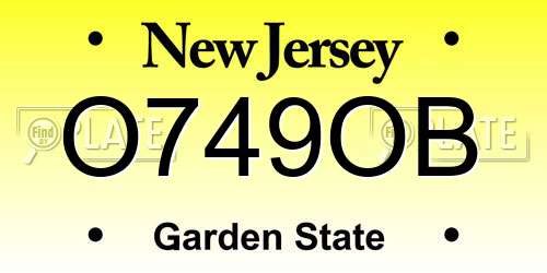 O749OB New Jersey License Plate