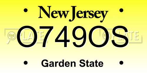 O749OS New Jersey License Plate