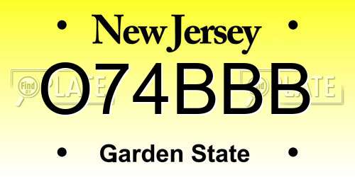 O74BBB New Jersey License Plate