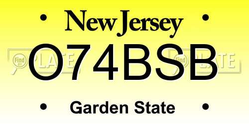 O74BSB New Jersey License Plate