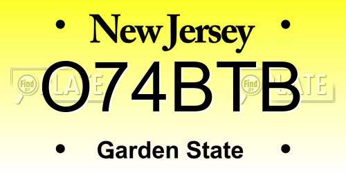 O74BTB New Jersey License Plate