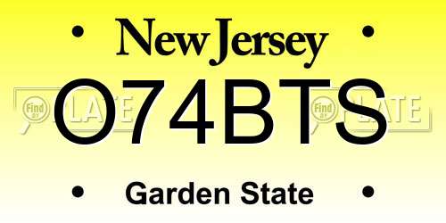 O74BTS New Jersey License Plate