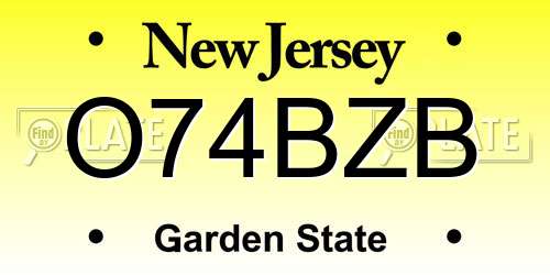 O74BZB New Jersey License Plate