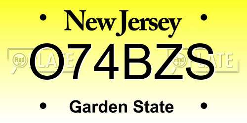 O74BZS New Jersey License Plate