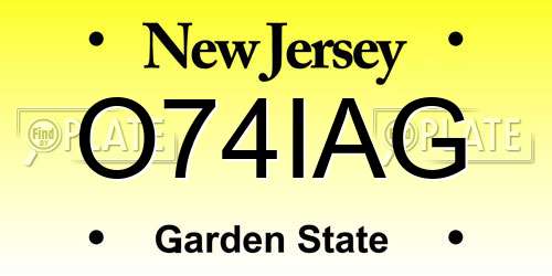 O74IAG New Jersey License Plate