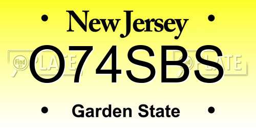 O74SBS New Jersey License Plate