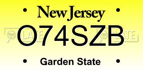 O74SZB New Jersey License Plate