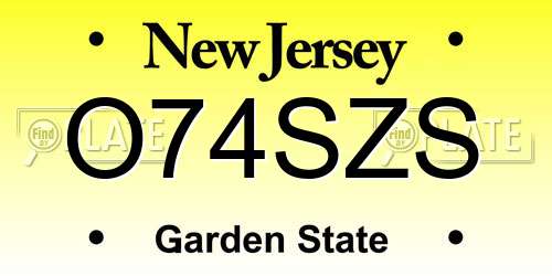 O74SZS New Jersey License Plate